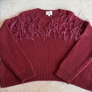 cinq a sept Ostrich Feather Crewneck Sweater